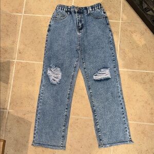 SHEIN Classic Blue Distressed Youth Jeans